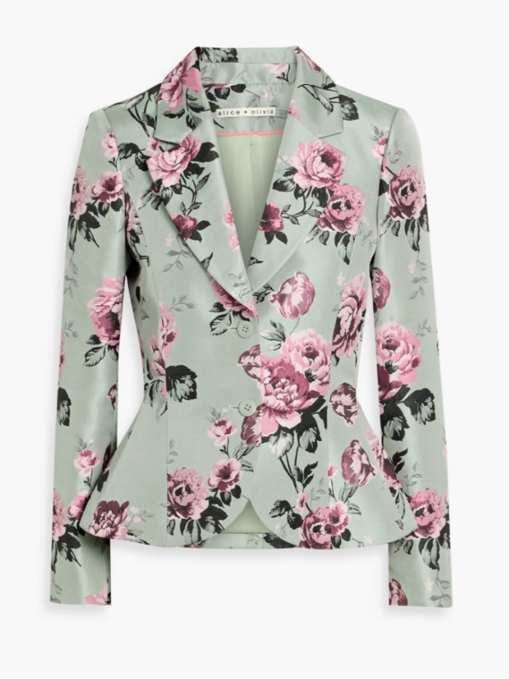 Alice + Olivia NWT Floral Blazer Green Pink Fitted Tailored Jacket Size 0